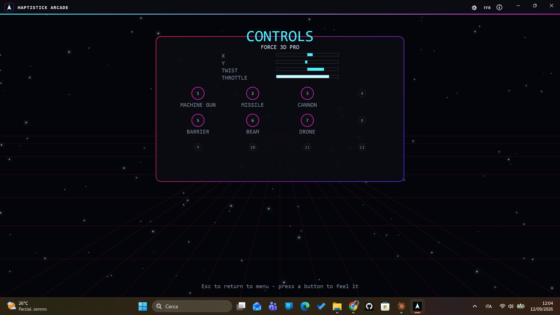 HaptiStick Arcade — Diagnostica controlli